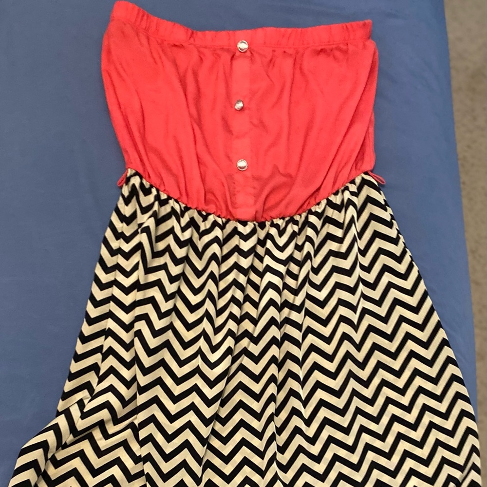 Cute Faux button multicolor mini dress